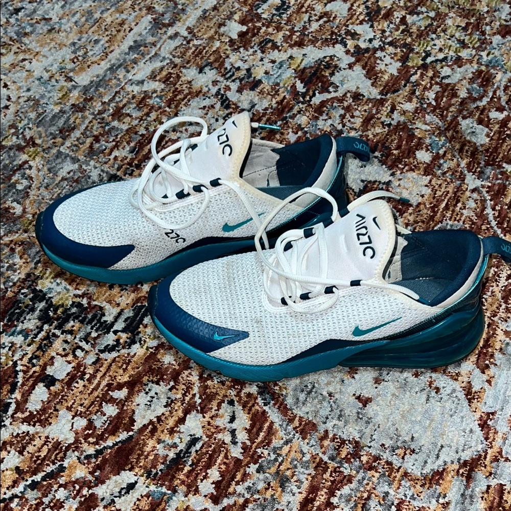 Nike Air Max 270 White and Turquoise Men's Sneakers